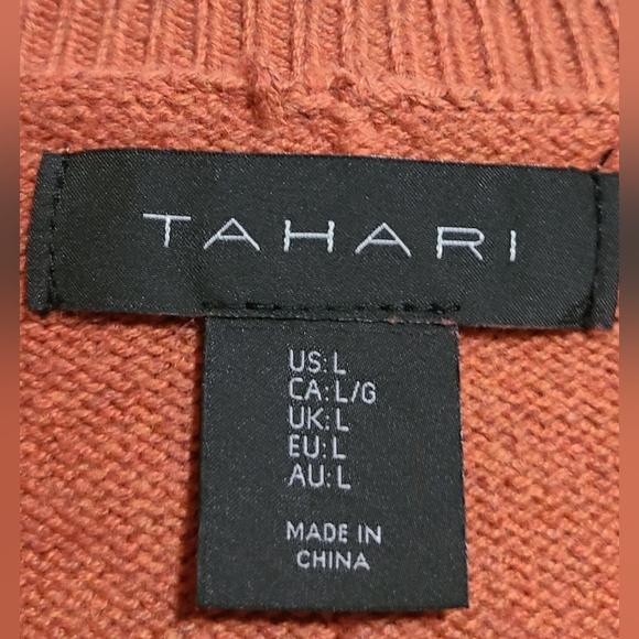Tahari Women's Size Large Vee Neck Knit Pullover Sweater Think Caramelized! - Picture 9 of 9